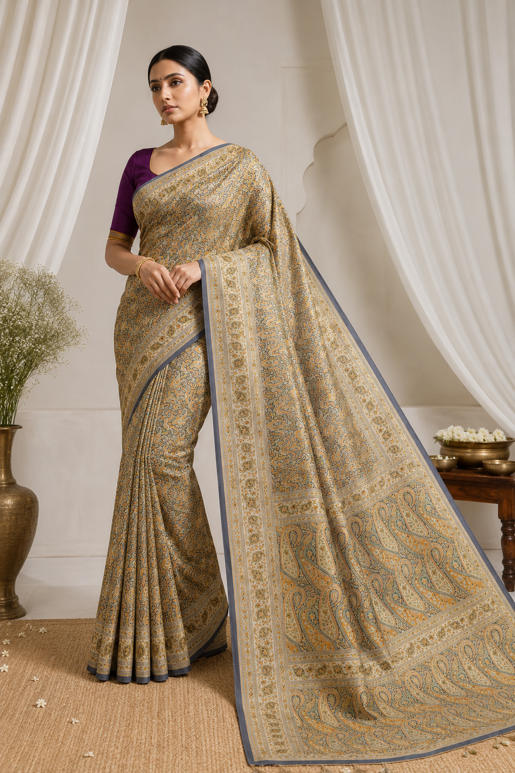 Jamewar Semi Silk Banarasi Saree