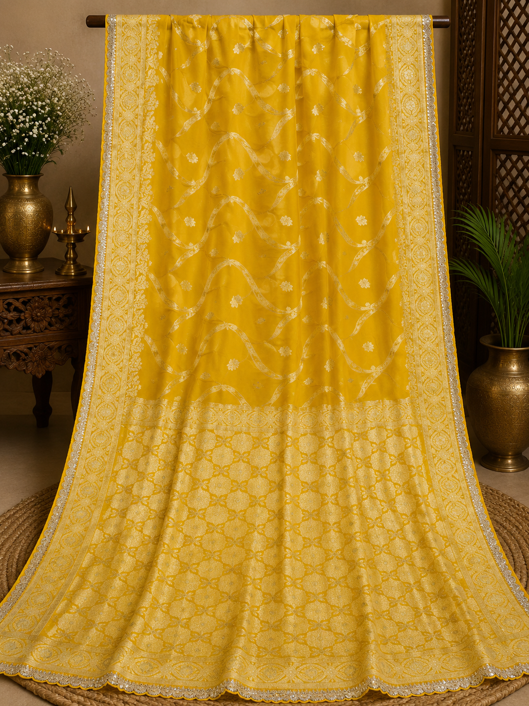Zari Jaal with Cutwork Border Saree