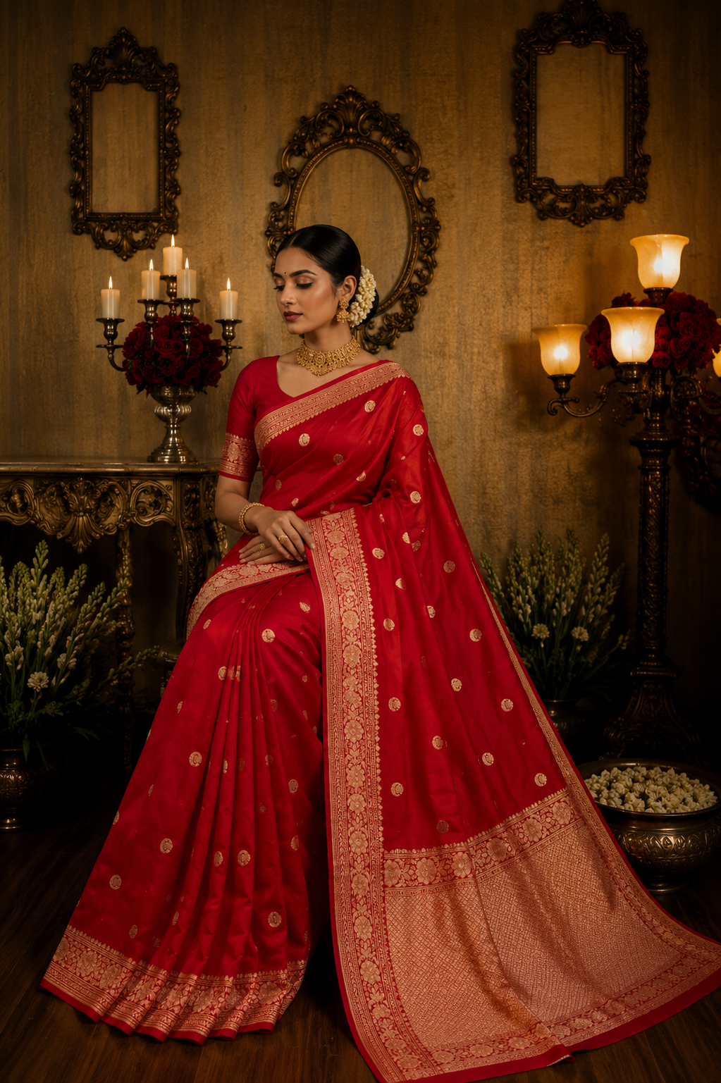 Banarasi Katan Saree – Chand Sitara Booti