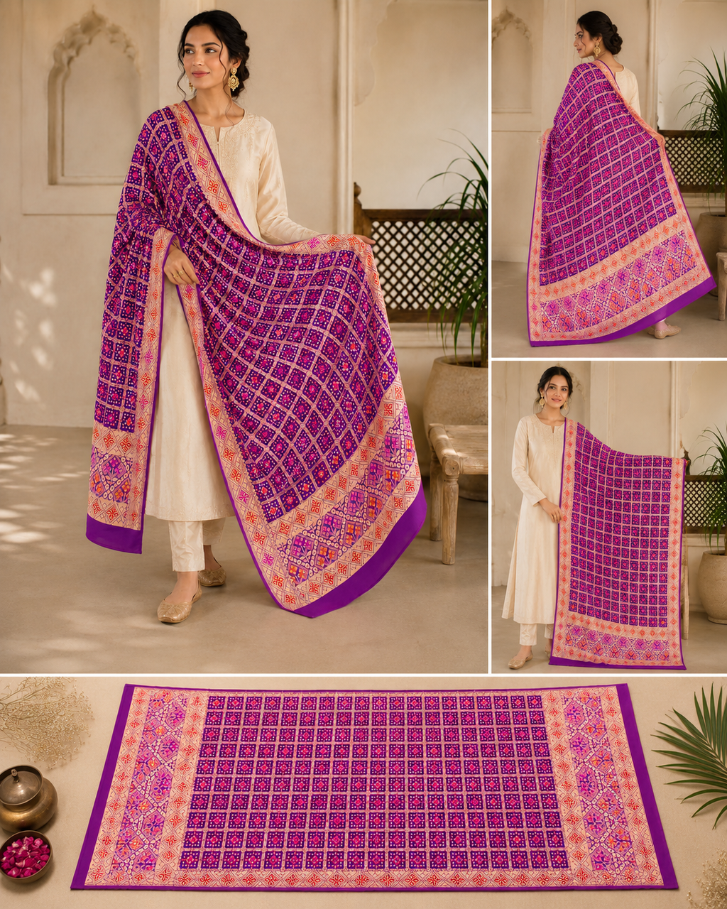 Pure Khaddi Georgette Handloom Dupatta