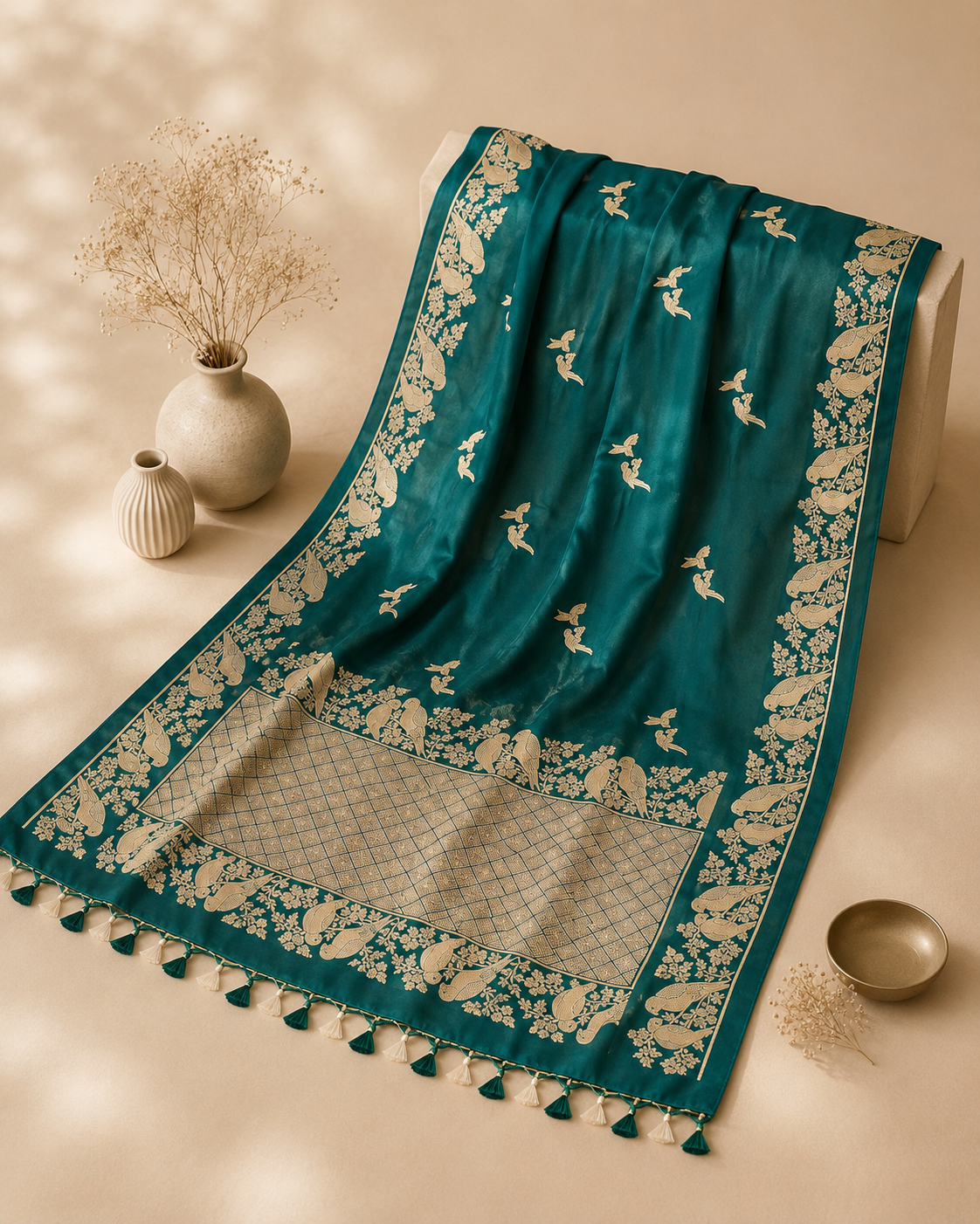 Pure Semi Katan Dupatta