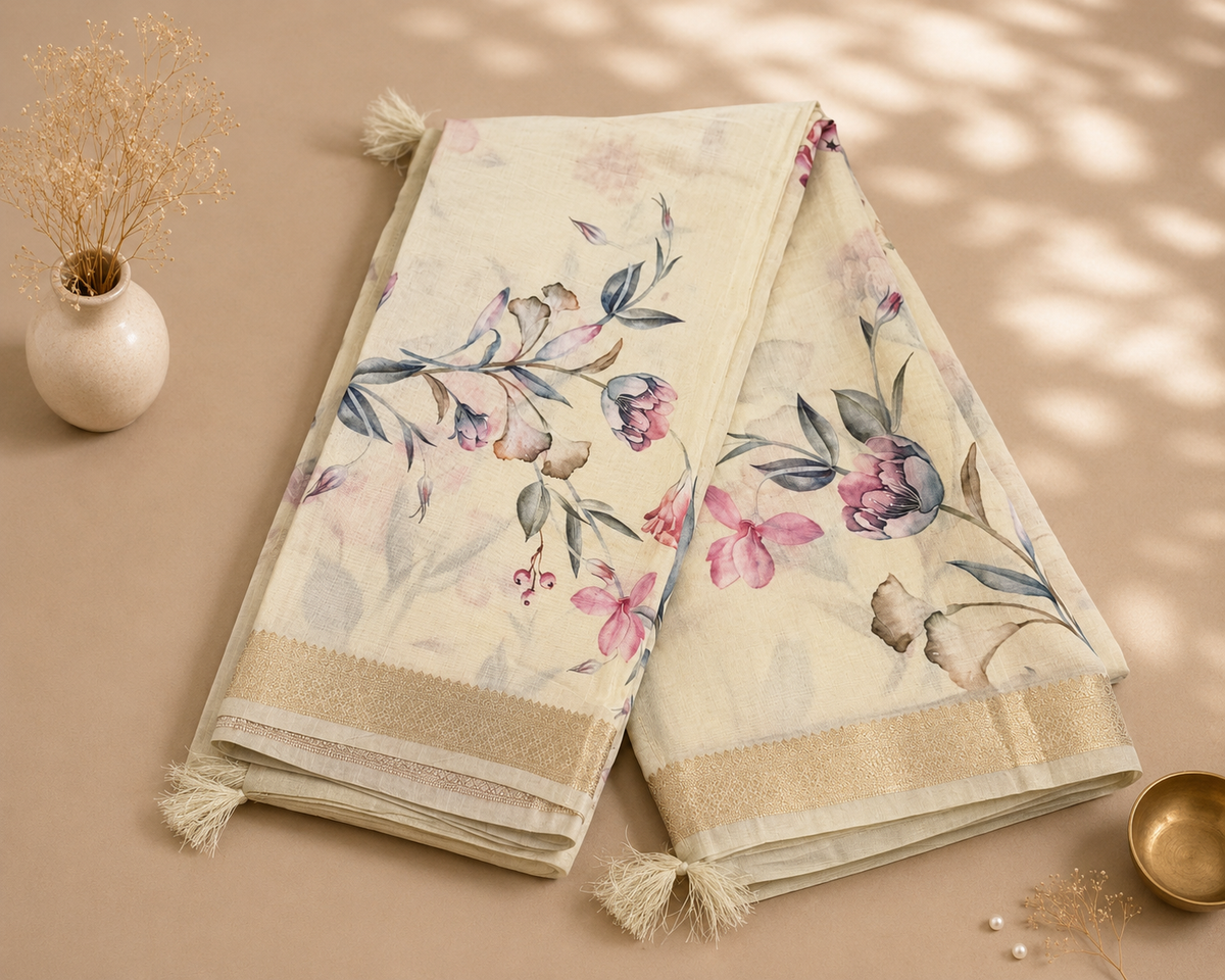 Floral Print Chanderi Dupatta