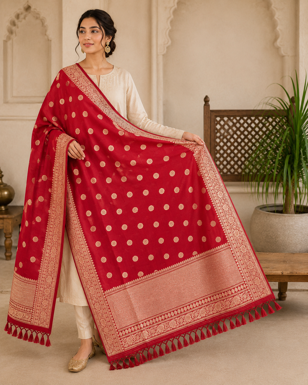 Pure Katan Handloom Dupatta