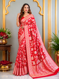 Red Banarasi Katan Silk Saree
