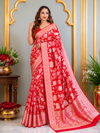 Red Banarasi Katan Silk Saree