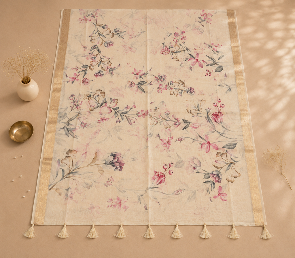 Floral Print Chanderi Dupatta