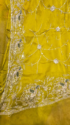 Yellow georget saree