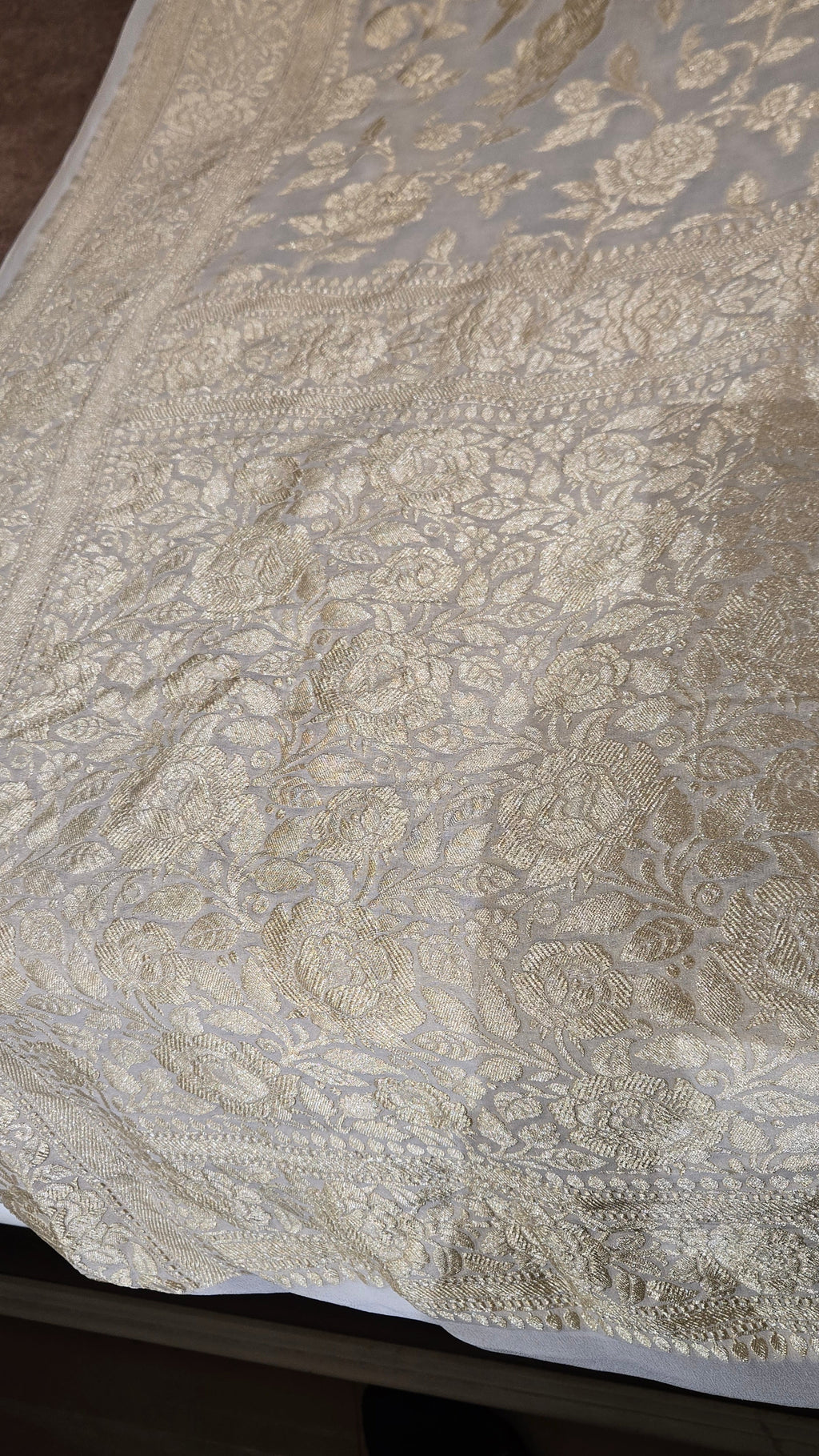 Off White Khaddi Banarasi Georgette Saree