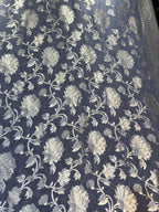 Khaddi Georgette Saree | Handwoven Silver Zari Weaving