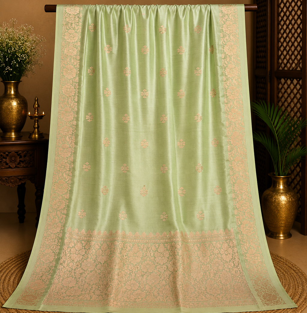 Pista Green Mango Katan Silk Saree