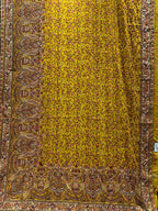 Mustard Yellow Designer Georgette Saree with All-Over Thread Embroidery & Heavy Woven Border