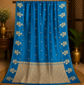 Peacock Blue Mango Katan silk Saree