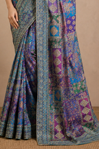 Royal Multicolor Chiffon Pashmina Silk Saree with Intricate Mirror Work & Handcrafted Embroidery