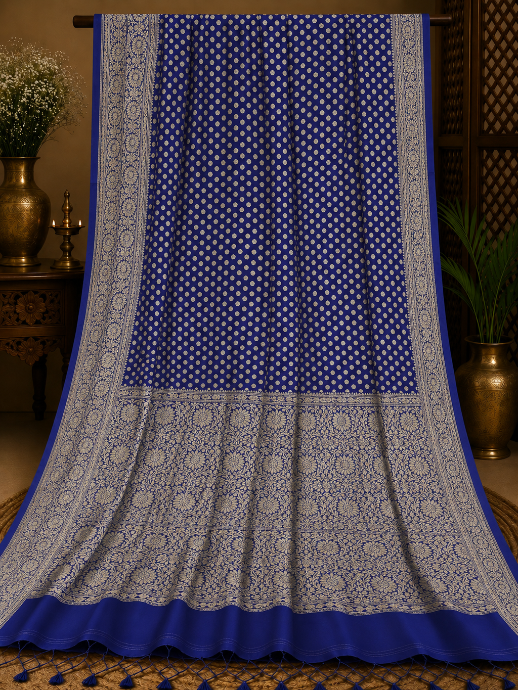Royal Blue Khaddi Georgette Banarasi Saree