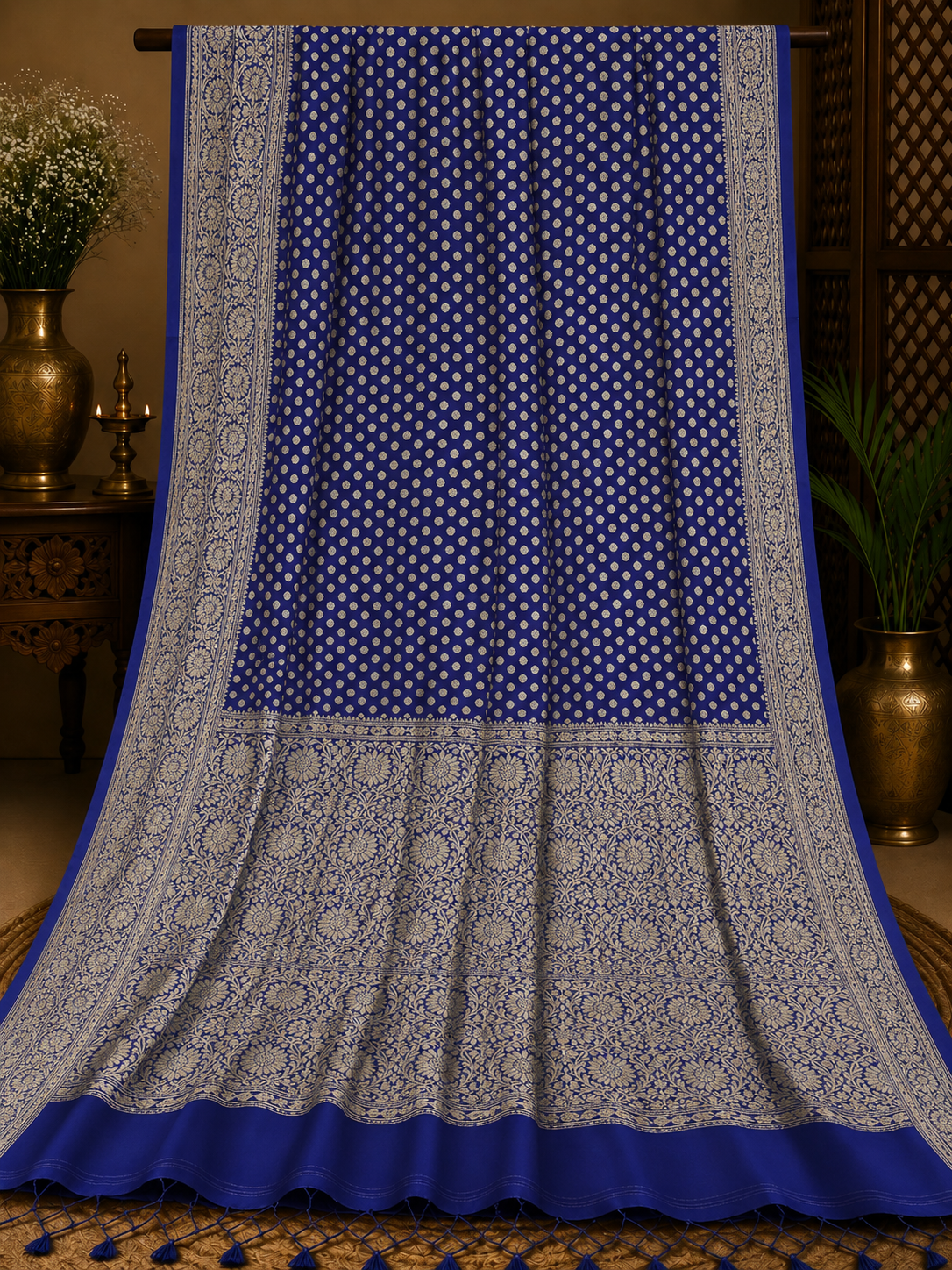 Royal Blue Khaddi Georgette Banarasi Saree