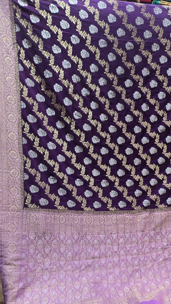 Premium Chiffon Saree with Gold & Silver Zari Weaving