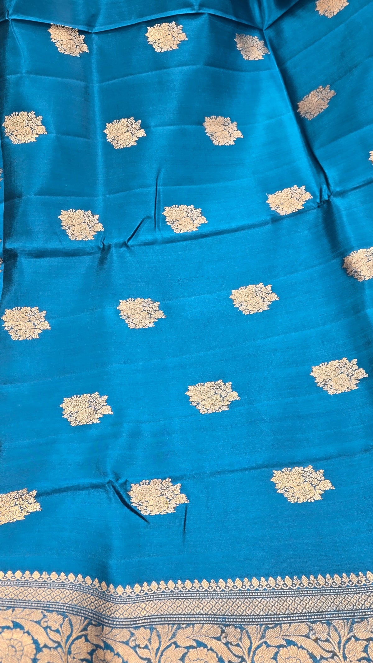 Peacock Blue Mango Katan silk Saree