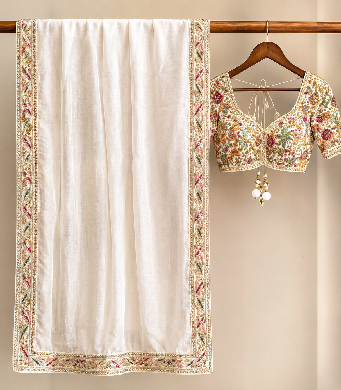 Elegant off White designer saree Ready-to-Wear Designer Blouse
