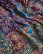 Royal Multicolor Chiffon Pashmina Silk Saree with Intricate Mirror Work & Handcrafted Embroidery