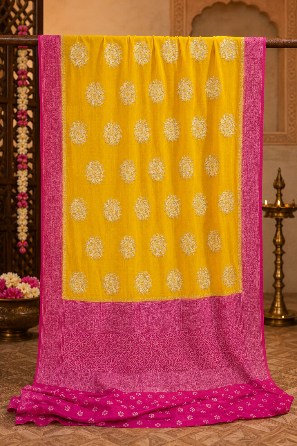 Premium  Chiffon Saree with Scalloped Border
