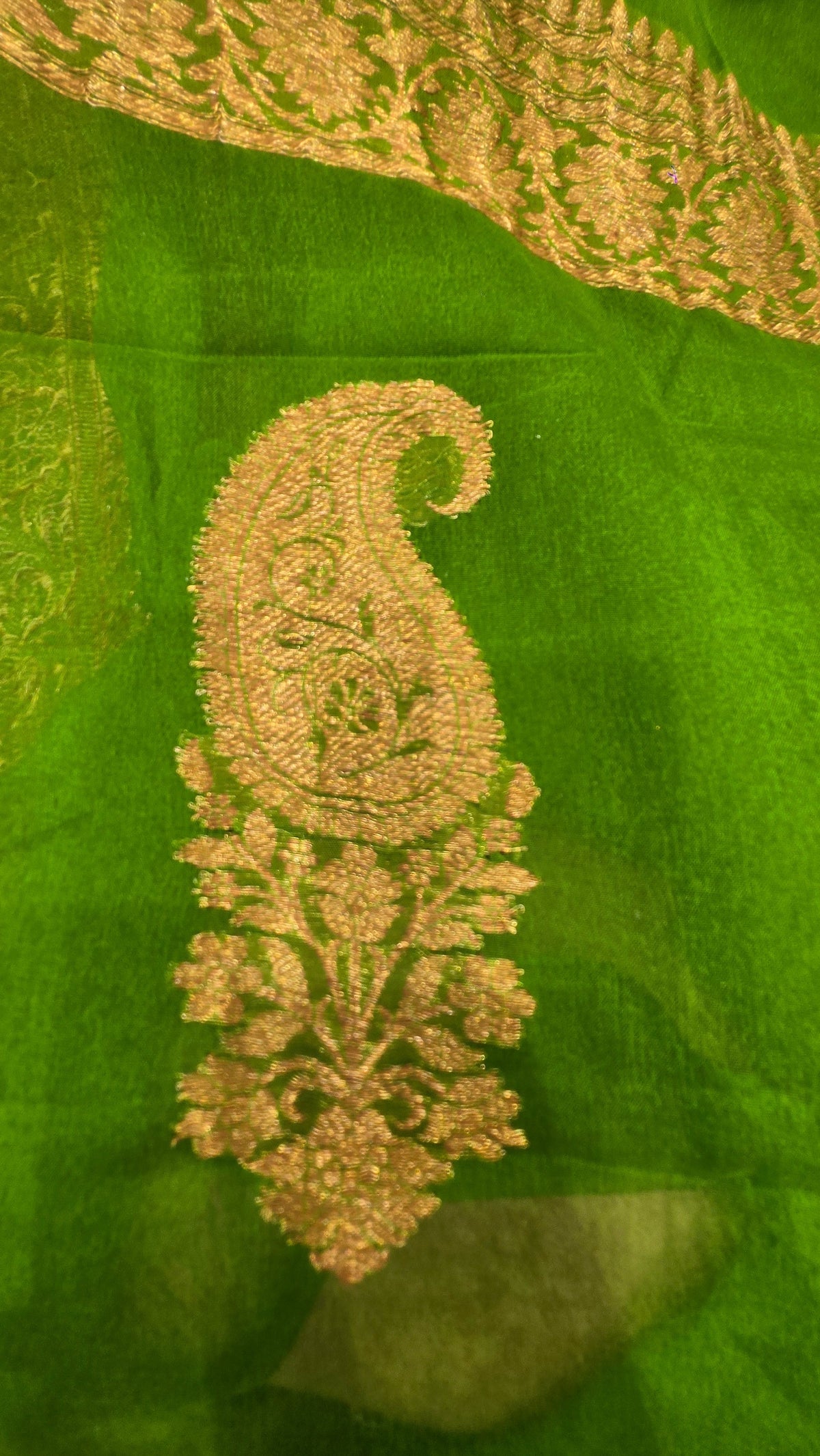 Emerald Green Chiffon Banarasi Saree