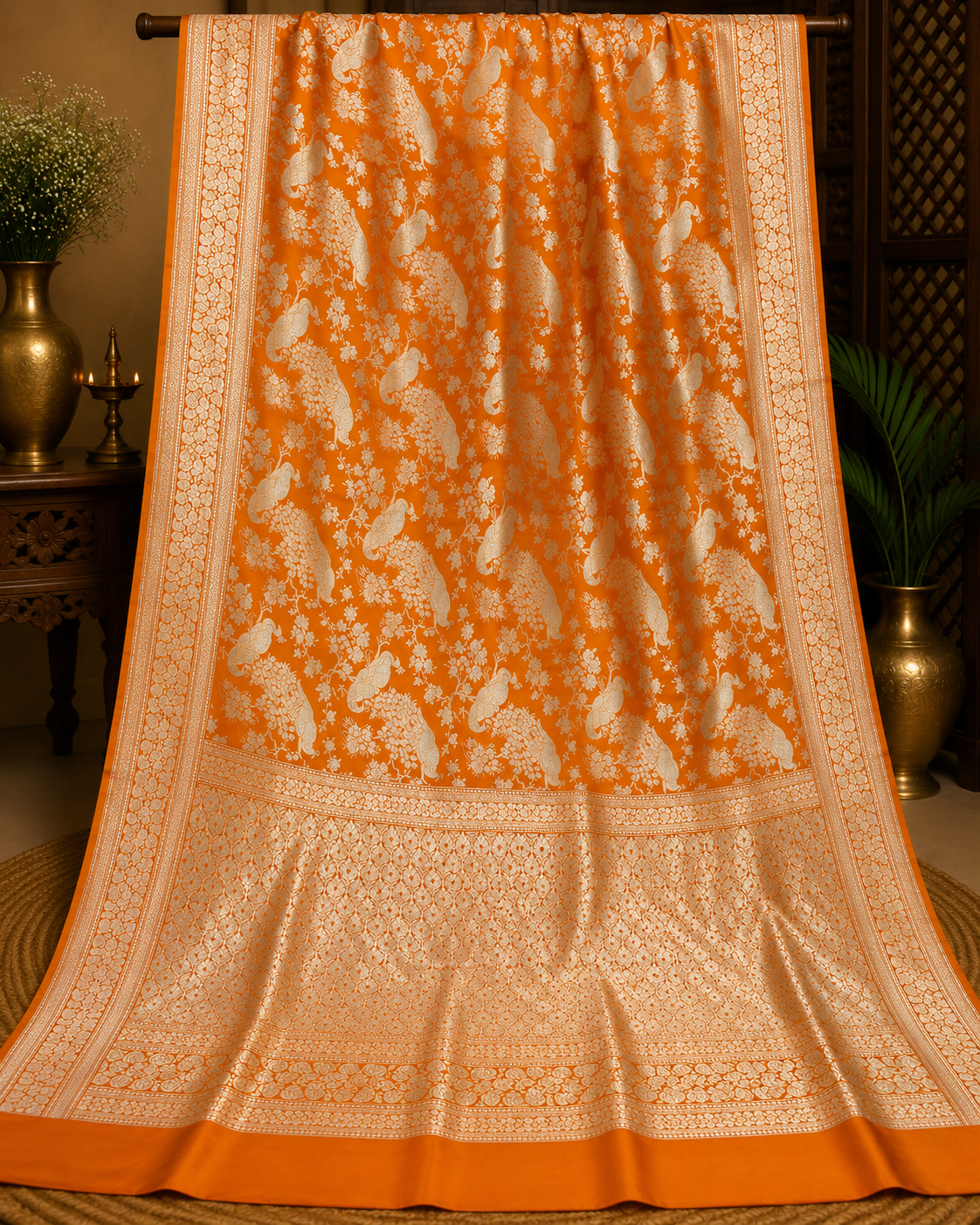 Orange Pure Banarasi Fancy Katan Saree
