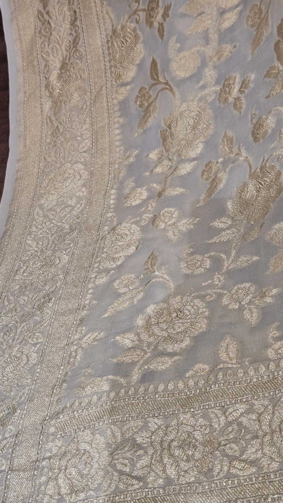 Off White Khaddi Banarasi Georgette Saree
