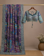 Royal Multicolor Chiffon Pashmina Silk Saree with Intricate Mirror Work & Handcrafted Embroidery