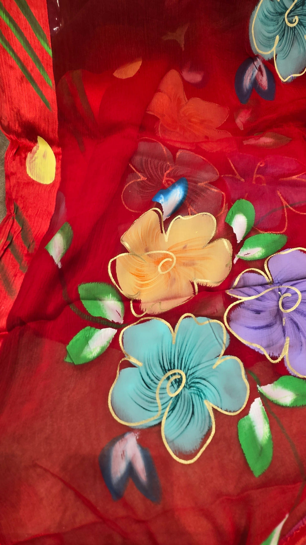 Chiffon Floral Paint Saree