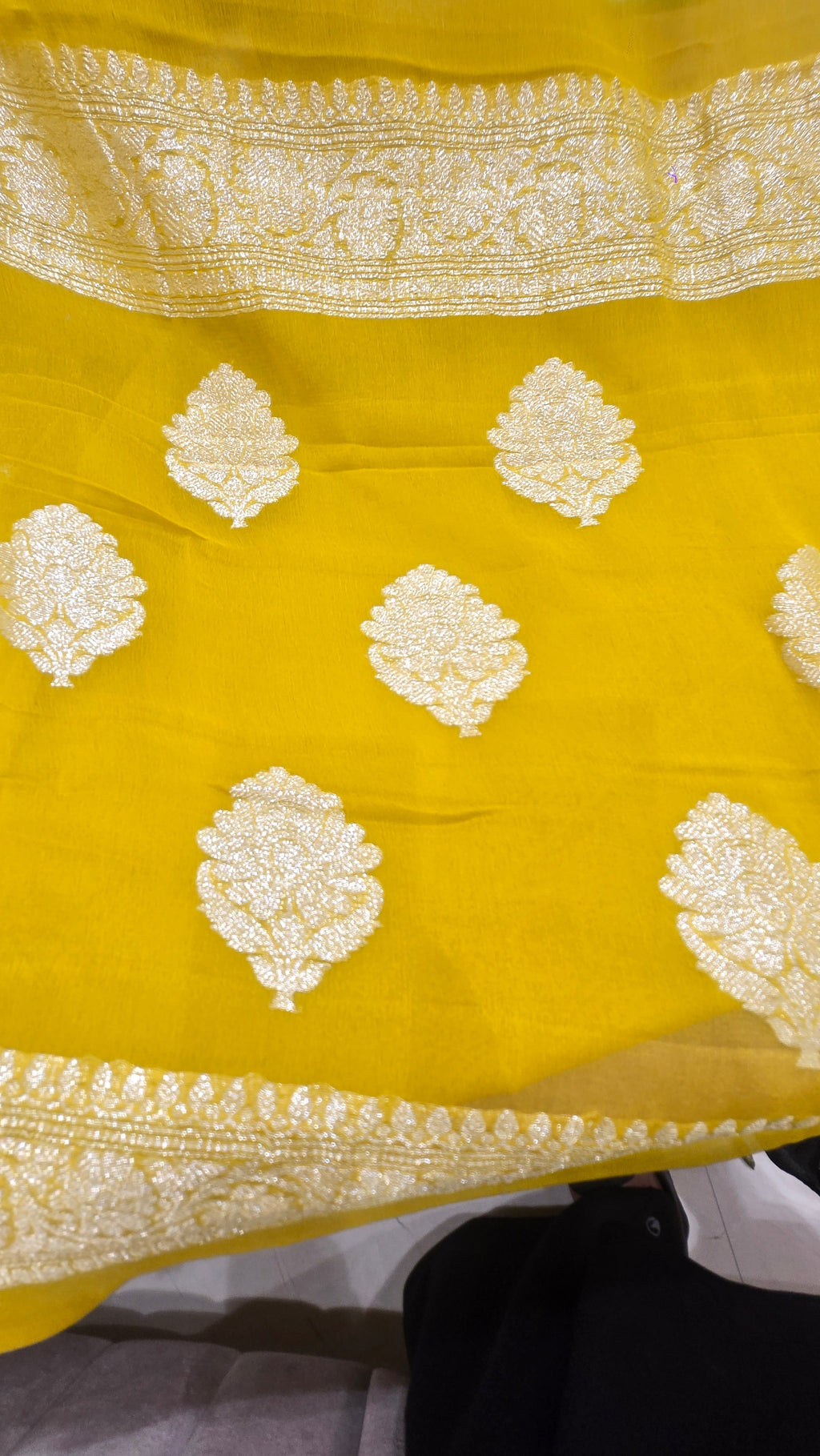Mehndi Chiffon Banarasi Saree