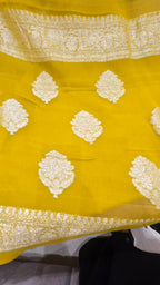 Mehndi Chiffon Banarasi Saree
