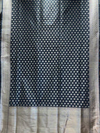 Premium Black Banarasi Silk Saree with Silver Zari Weaving