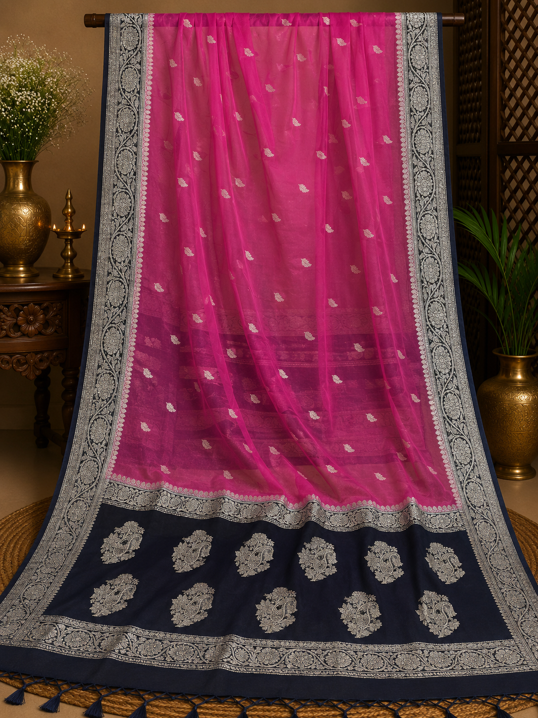Gul Neel Chiffon Banarasi Saree