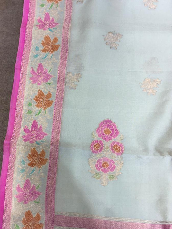 Premium Banarasi Silk Saree with Meenakari Zari Weaving