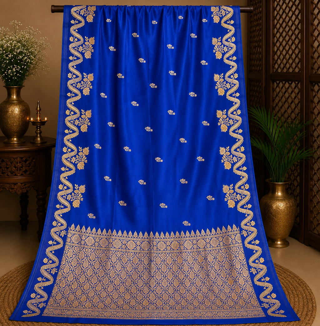 Royal Blue Mango Katan Silk Saree
