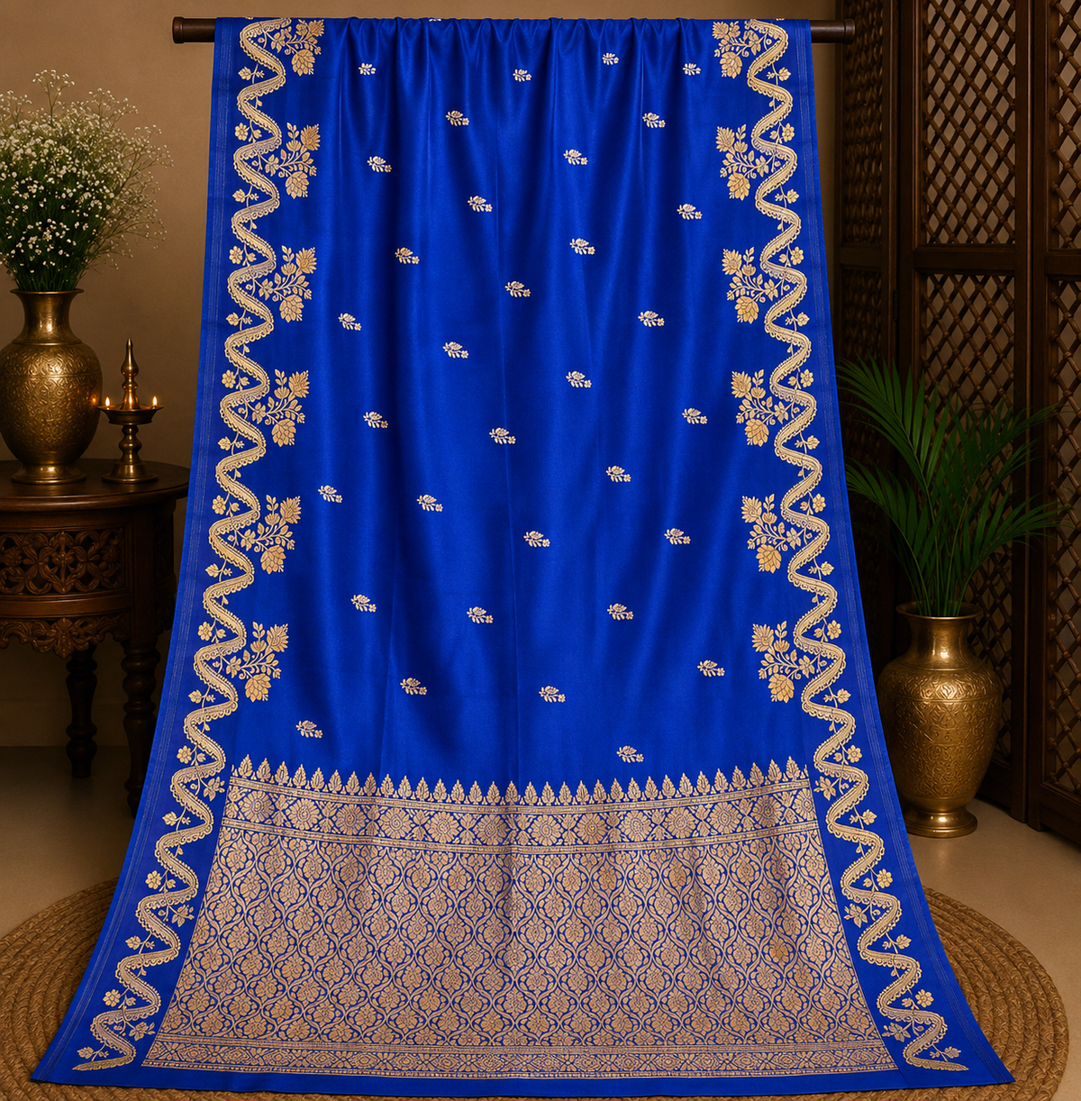 Royal Blue Mango Katan Silk Saree