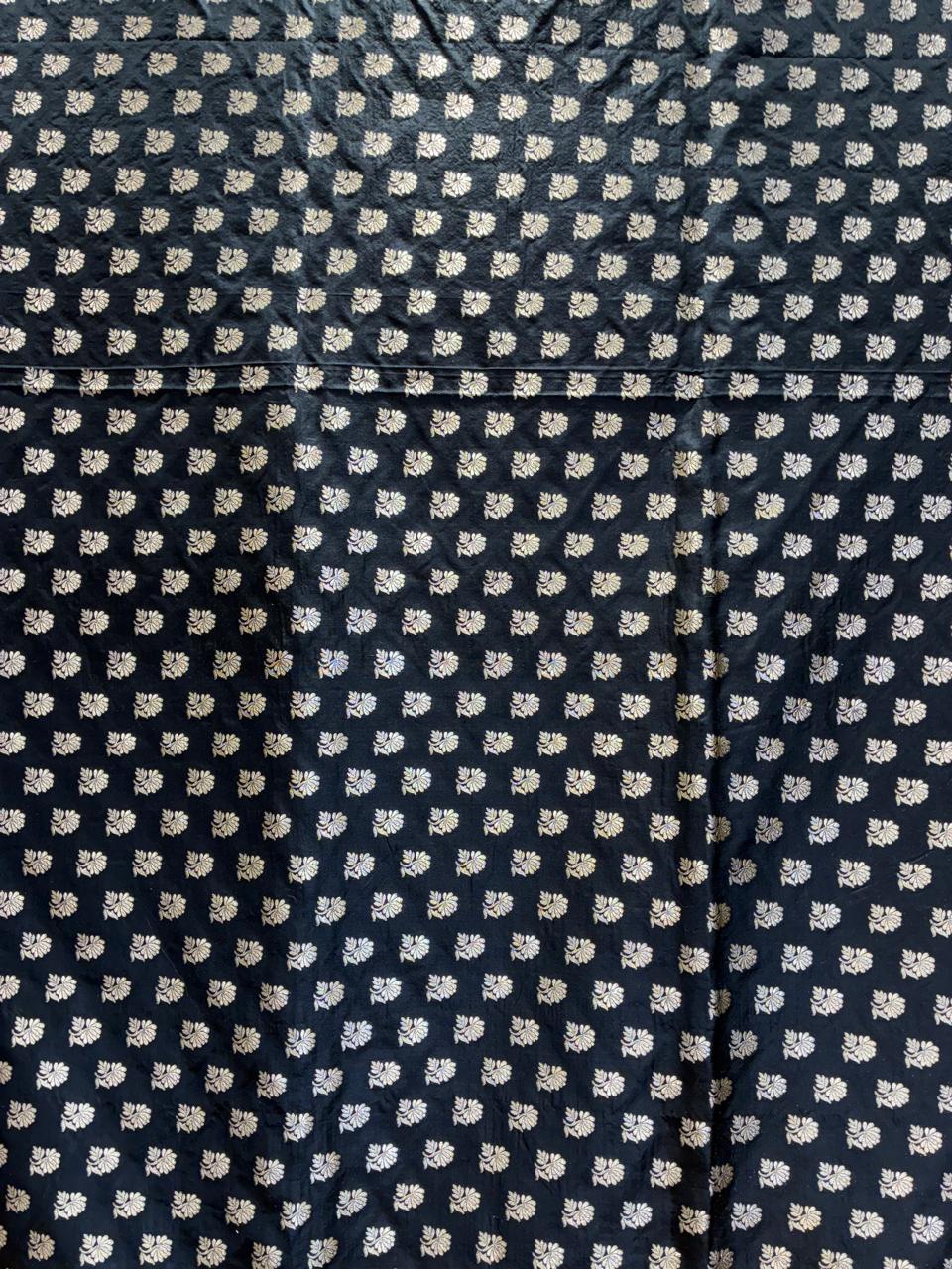 Premium Black Banarasi Silk Saree with Silver Zari Weaving