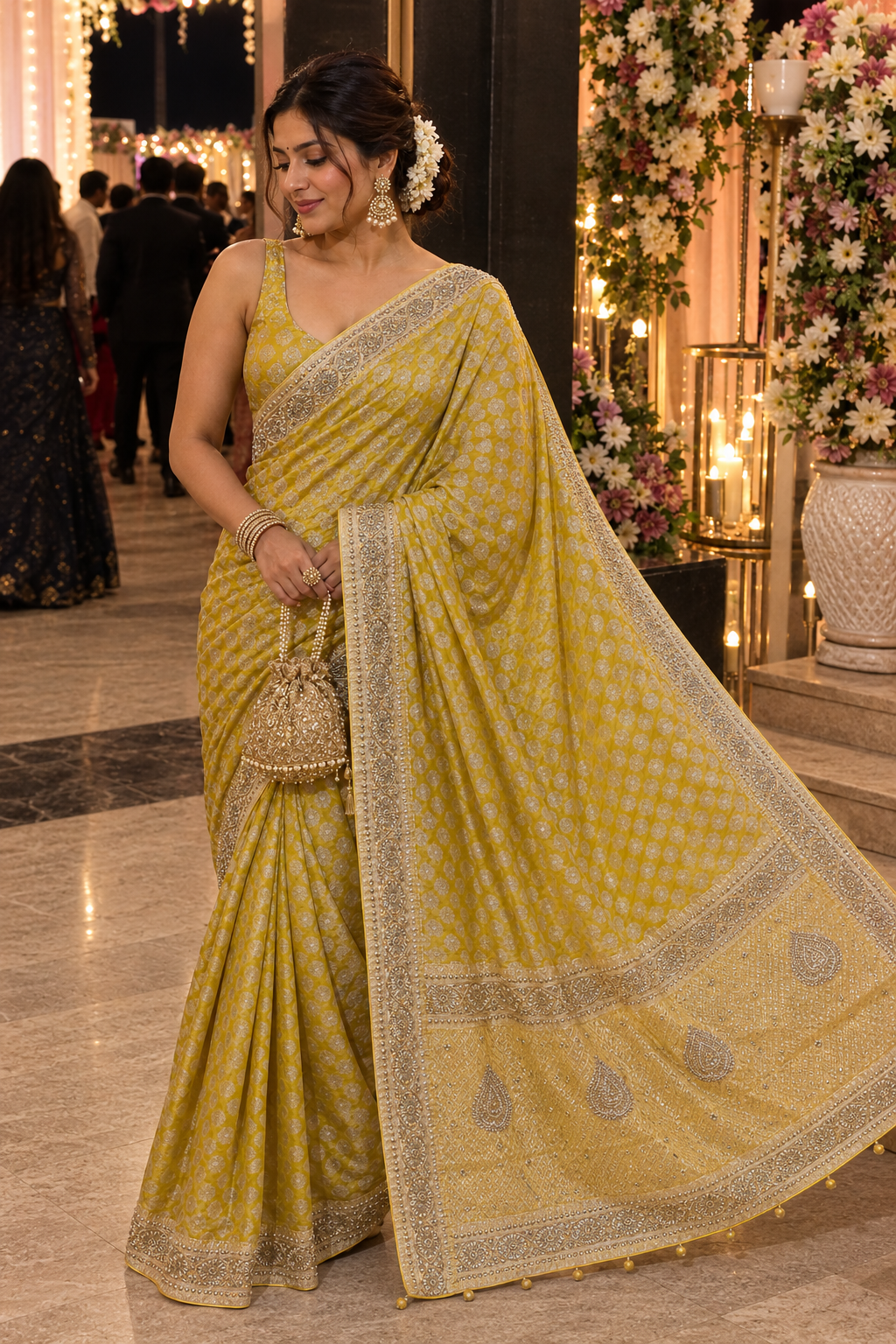 Premium Pure Katan Handloom Saree with Hand Embroidery & Zari Work