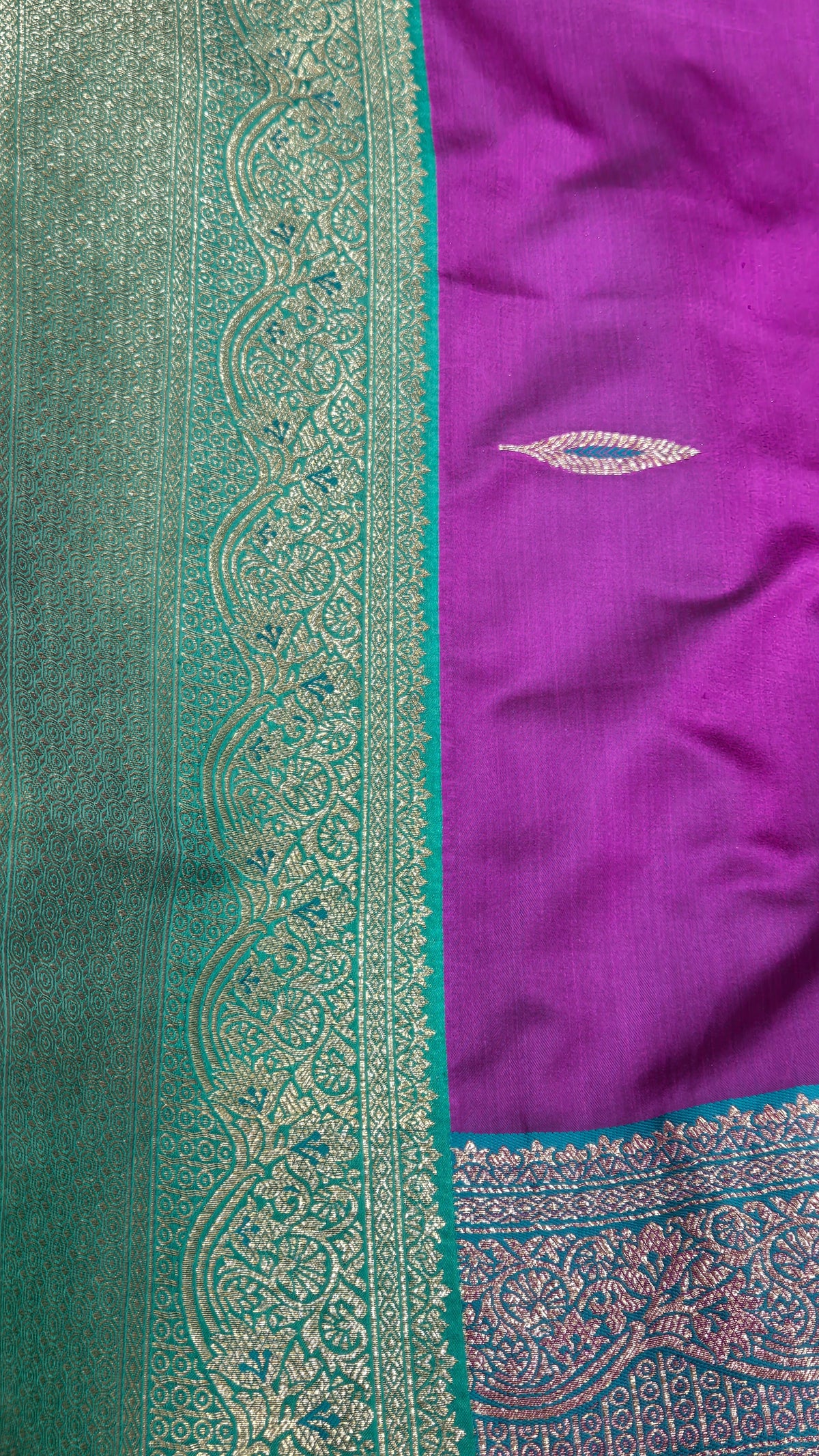 Premium Silk Banarasi Saree with Copper & Golden Zari Weaving