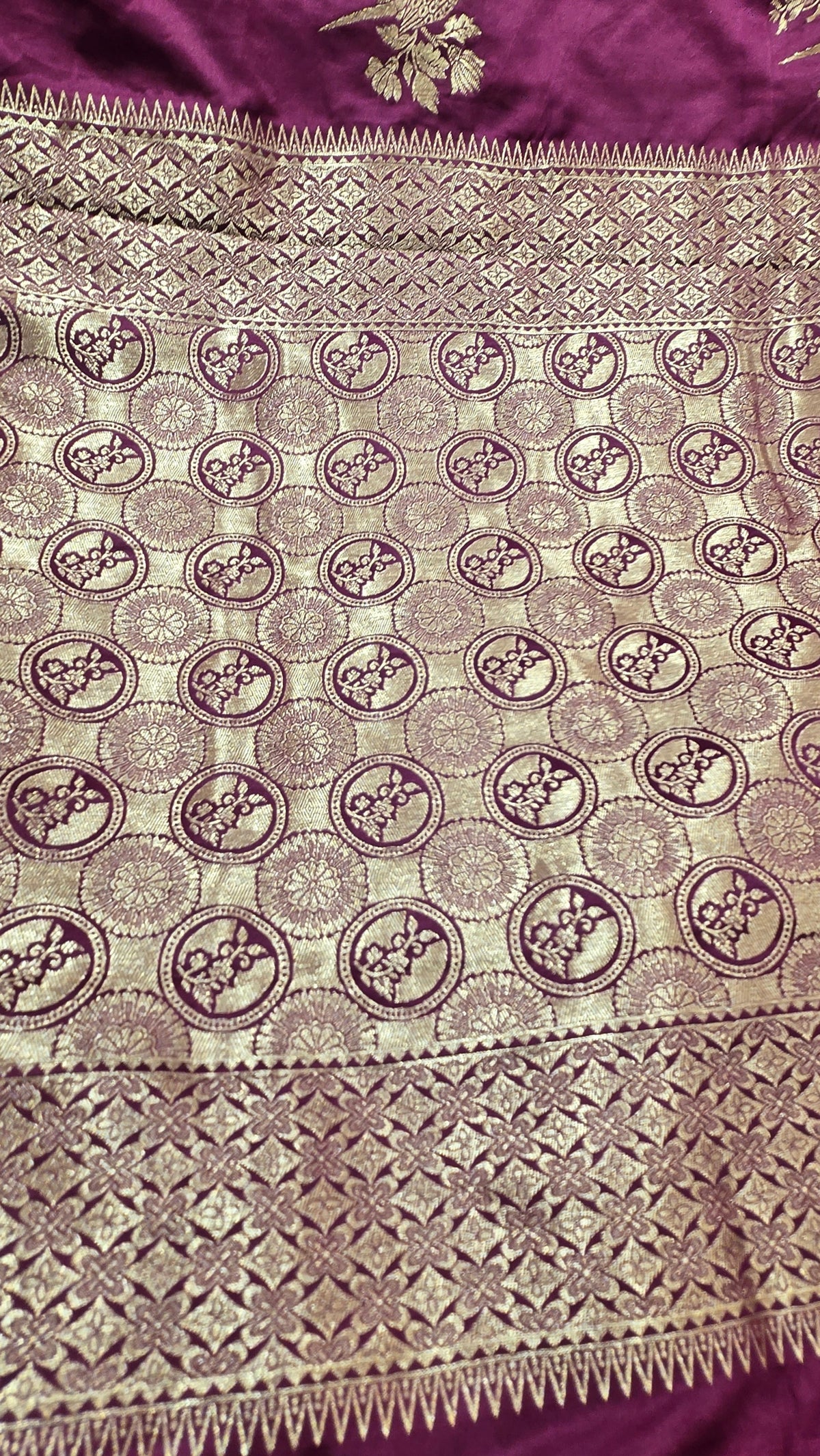Banarasi Silk Saree with Rich Golden Zari Weaving