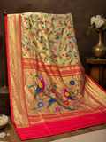 Premium Handwoven Tissue Silk Saree with Paithani Weaving