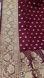 Dark Maroon Pure Banarasi Saree
