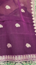 Mehreen Green Chiffon Banarasi Saree