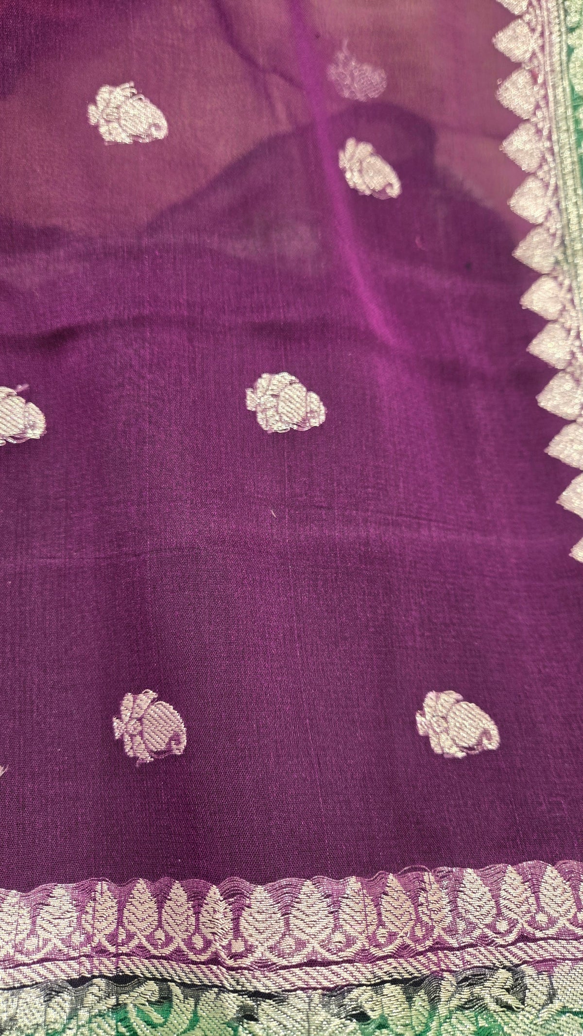 Mehreen Green Chiffon Banarasi Saree