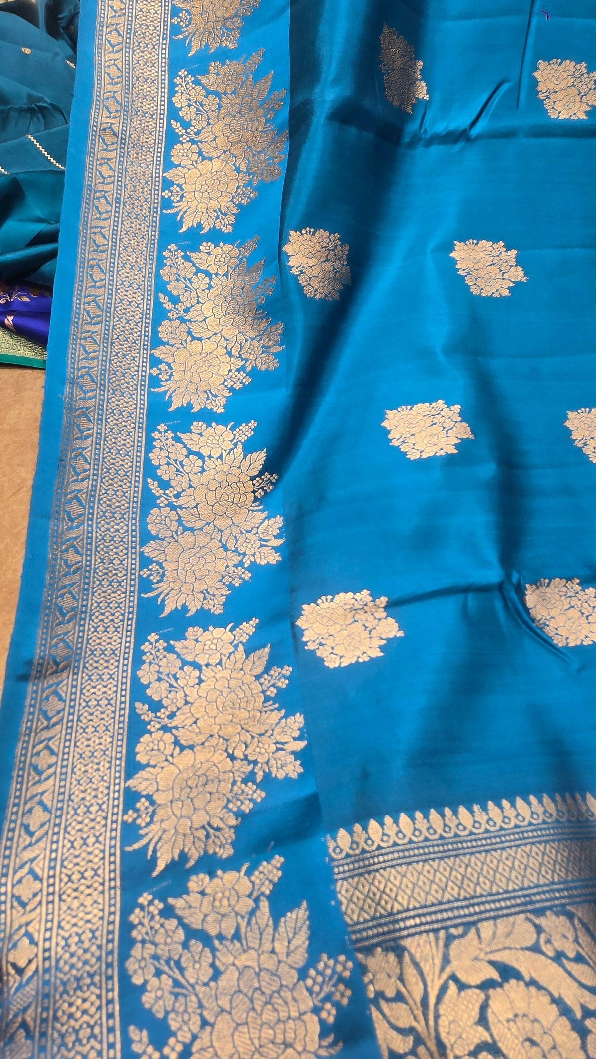 Firozi Mango Katan Silk Saree