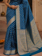Premium Banarasi Silk Saree with Handcrafted Hazara Buti Weaving