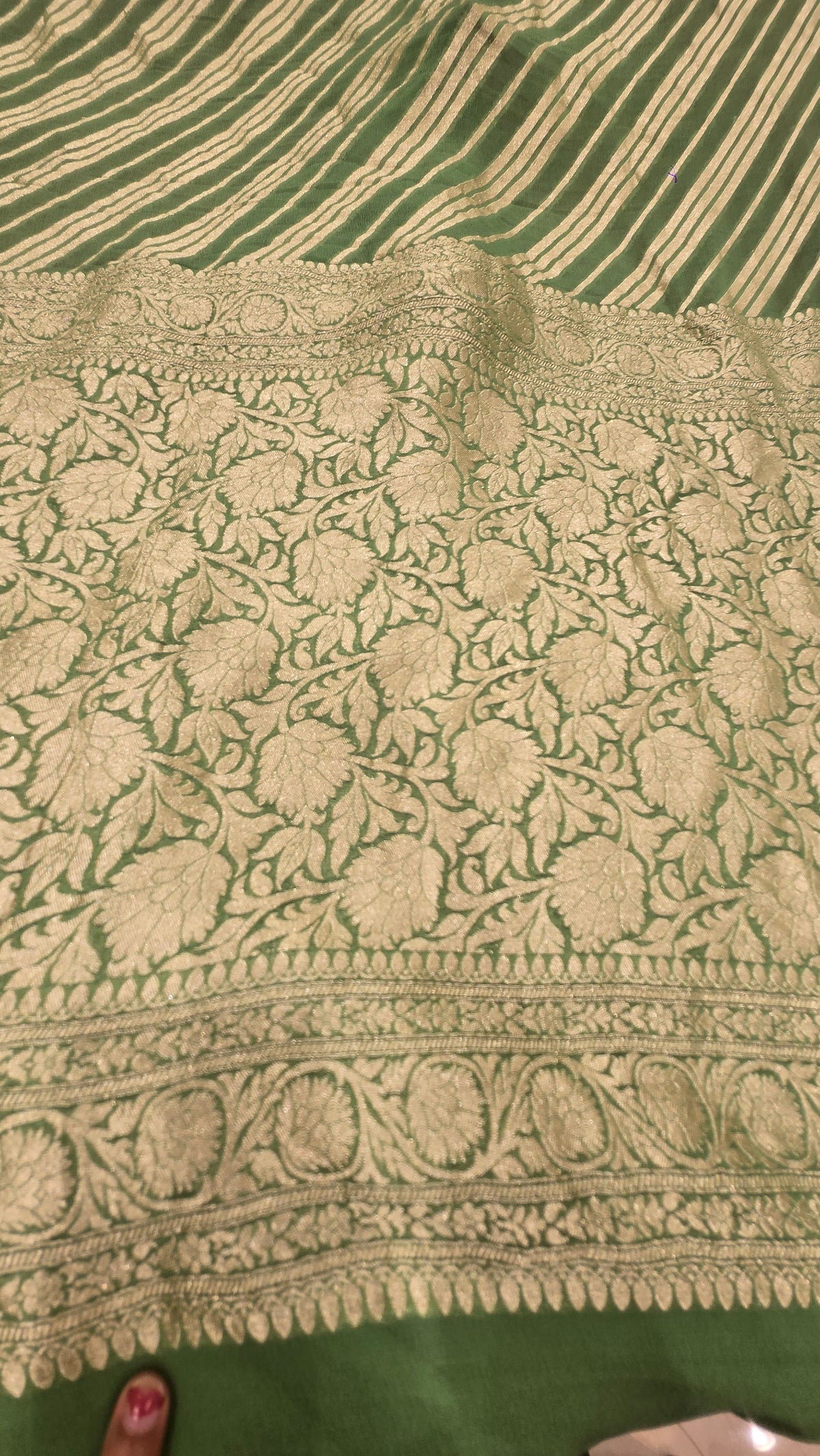 Pista Green Khaddi Banarasi Georgette Saree