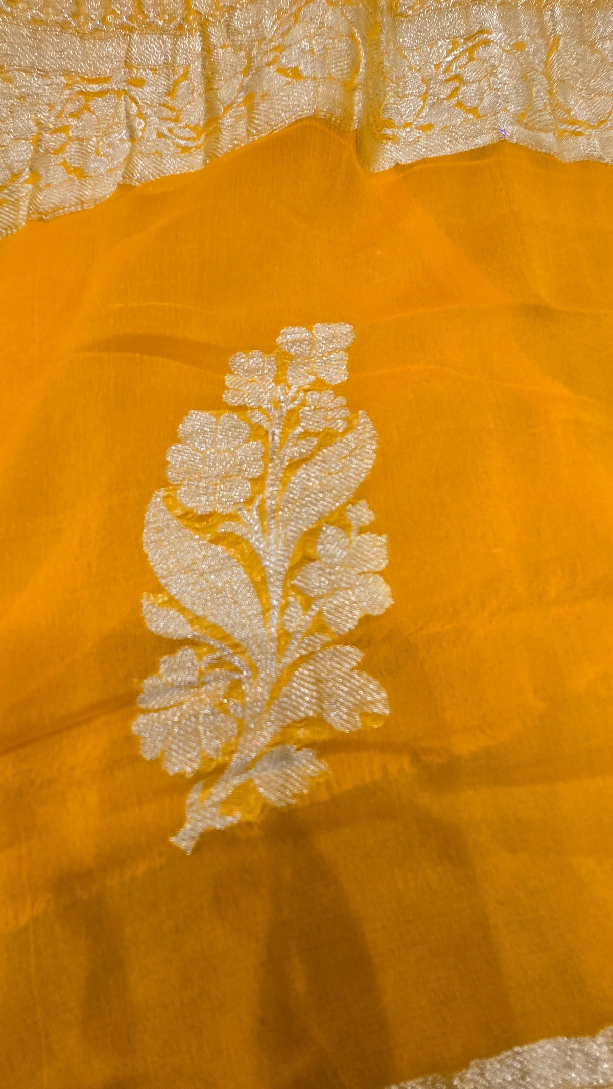 Yellow Chiffon Banarasi Saree