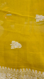 Mehndi Chiffon Banarasi Saree