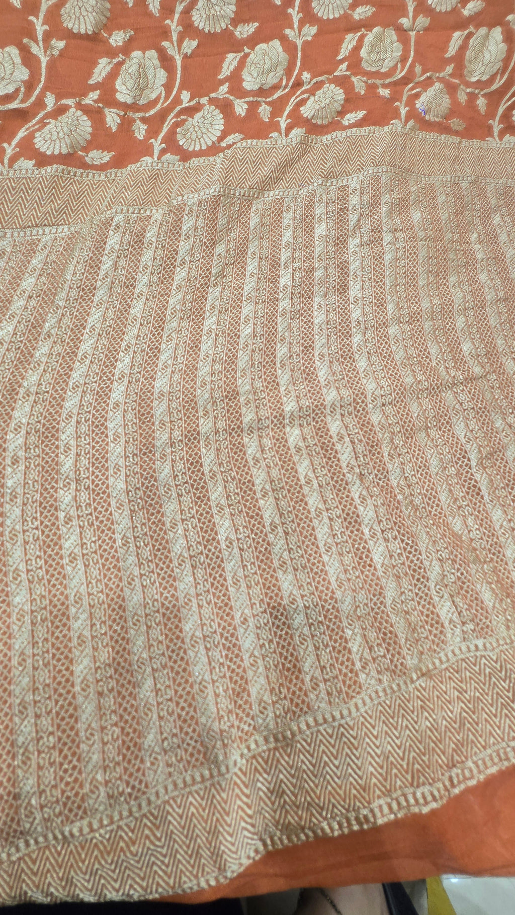 Orange Khaddi Banarasi Georgette Saree